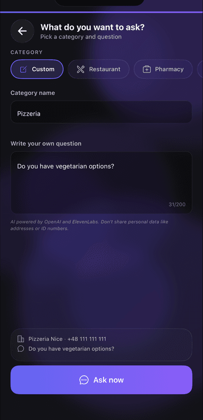 Pick a question to ask