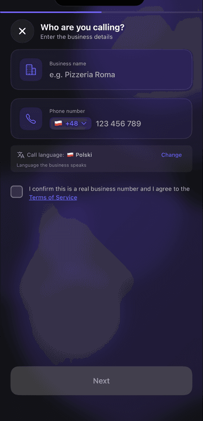 Enter business details